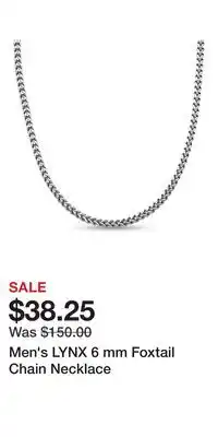 Kohl's Men's LYNX 6 mm Foxtail Chain Necklace offer