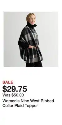 Kohl's Women's Nine West Ribbed Collar Plaid Topper offer