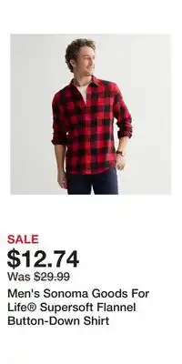 Kohl's Men's Sonoma Goods For Life Supersoft Flannel Button-Down Shirt offer