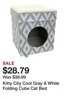 Petsmart Kitty City Cool Gray & White Folding Cube Cat Bed offer