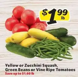 Winn Dixie Yellow or Zucchini Squash, Green Beans or Vine Ripe Tomatoes offer