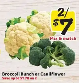 Winn Dixie Broccoli Bunch or Cauliflower offer