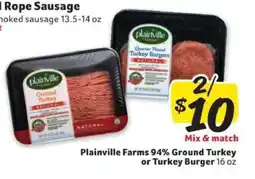 Winn Dixie Plainville Farms 94% Ground Turkey or Turkey Burger offer