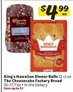 Winn Dixie King's Hawaiian Dinner Rolls or The Cheesecake Factory Bread offer