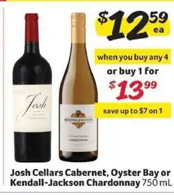 Winn Dixie Josh Cellars Cabernet, Oyster Bay or Kendall-Jackson Chardonnay offer