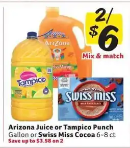 Winn Dixie Arizona Juice or Tampico Punch or Swiss Miss Cocoa offer