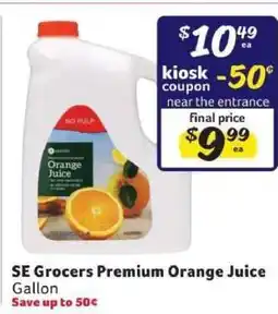 Winn Dixie SE Grocers Premium Orange Juice offer