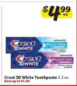 Winn Dixie Crest 3D White Toothpaste offer