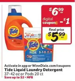 Winn Dixie Tide Liquid Laundry Detergent offer