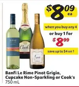 Winn Dixie Banfi Le Rime Pinot Grigio, Cupcake Non-Sparkling or Cook's offer