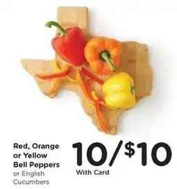 Kroger Red, Orange or Yellow Bell Peppers or English Cucumbers offer