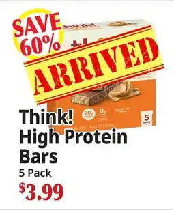 Ocean State Job Lot Think! High Protein Bars offer