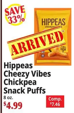 Ocean State Job Lot Hippeas Cheezy Vibes Chickpea Snack Puffs offer