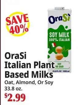 Ocean State Job Lot OraSi Italian Plant Based Milks offer