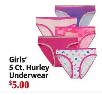Ocean State Job Lot Girls' 5 Ct. Hurley Underwear offer