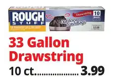 Ocean State Job Lot Rough Stuff 33 Gal Outdoor Trash Bags with Drawstring 10 Count offer