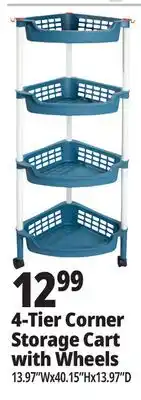 Ocean State Job Lot 4-Tier Corner Storage Cart with Wheels offer