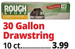 Ocean State Job Lot Rough Stuff 30 Gal Outdoor Trash Bags with Drawstring 10 ct offer