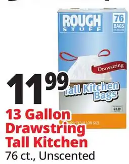 Ocean State Job Lot Rough Stuff 13 Gal Tall Kitchen Trash Bags with Drawstring 76 Count offer