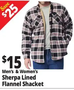 Ocean State Job Lot Men's & Women's Sherpa Lined Flannel Shacket offer