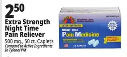 Ocean State Job Lot Health Star Night Time Extra Strength 500 mg Acetaminophen Pain Reliever Caplets 50 Caplets offer