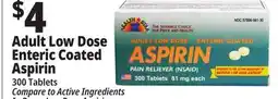 Ocean State Job Lot Health Star 81 mg Adult Low Dose Aspirin Pain Reliever 300 Tablets offer