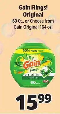 Ocean State Job Lot Gain Flings Oxi Boost and Febreze Original Scent Laundry Detergent Pacs 60 Count offer