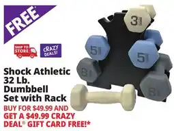 Ocean State Job Lot Shock Athletic 32 lb. Dumbbell Set with Storage Rack offer