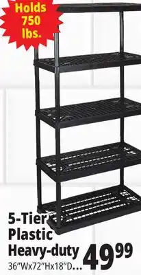 Ocean State Job Lot Maxit 5-Tier Heavy-Duty Plastic Shelving Unit offer