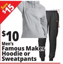 Ocean State Job Lot Men's Famous Maker Hoodie or Sweatpants offer
