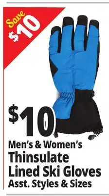 Ocean State Job Lot Men's & Women's ' Thinsulate Lined Ski Gloves offer