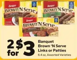 Save a Lot Banquet Brown 'N Serve Links or Patties offer
