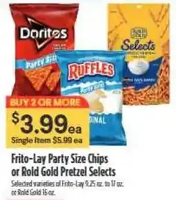 Nob Hill Frito-Lay Party Size Chips or Rold Gold Pretzel Selects offer