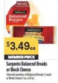 Nob Hill Sargento Balanced Breaks or Block Cheese offer