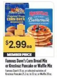 Nob Hill Famous Dave's Corn Bread Mix or Krusteaz Pancake or Waffle Mix offer