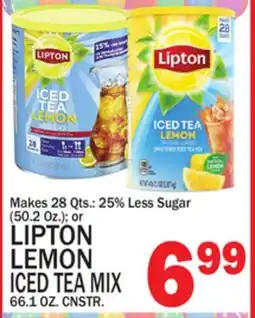 C Town LIPTON LEMON ICED TEA MIX 66.1 OZ. CNSTR offer