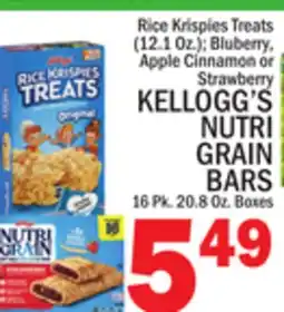 C Town KELLOGG'S NUTRI GRAIN BARS 16 Pk. 20.8 Oz. Boxes offer