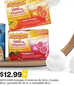 CVS Emergen-C drink mix 18, 30 ct., Crystals 28 ct., gummies 36, 45 ct. or chewables 40 ct offer