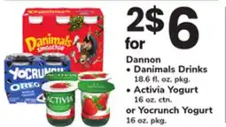 ACME Dannon, 6200883 18.6 fl. oz. pkg., Activia Yogurt 16 oz. ctn. or Yocrunch Yogurt 16 oz. pkg offer