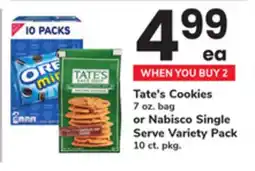 ACME Tate's Cookies 7 oz. bag or Nabisco Single Serve Variety Pack 10 ct. pkg offer