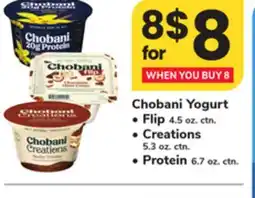ACME Chobani Yogurt Flip 4.5 oz. ctn., Creations 5.3 oz. ctn., Protein 6.7 oz. ctn offer