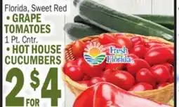 Bravo Supermarkets •GRAPE TOMATOES 1 Pt. Cntr •HOT HOUSE CUCUMBERS offer