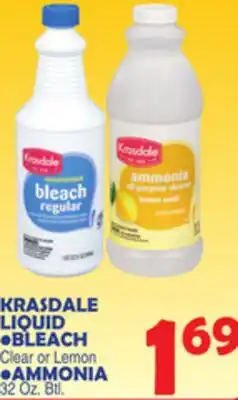 Bravo Supermarkets KRASDALE LIQUID BLEACH, AMMONIA offer