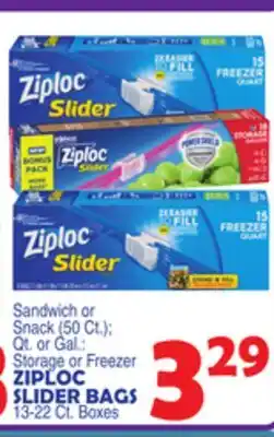Bravo Supermarkets ZIPLOC SLIDER BAGS, 13-22 Ct. Boxes offer