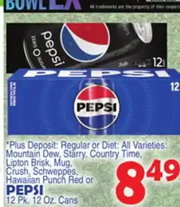 Bravo Supermarkets PEPSI 12 Pk. 12 Oz. Cans offer