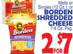 Bravo Supermarkets BORDEN SHREDDED CHEESE 7-8 Oz. Pkg offer