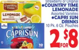Bravo Supermarkets •COUNTRY TIME LEMONADE •CAPRI SUN DRINKS 10 Pk. 6 Oz. Pouches offer