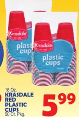 Bravo Supermarkets KRASDALE RED PLASTIC CUPS 50 Ct. Pkg offer