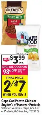 Stop&Shop Cape Cod Potato Chips or Snyder's of Hanover Pretzels offer