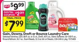 Stop&Shop Gain, Downy, Dreft or Bounce Laundry Care offer
